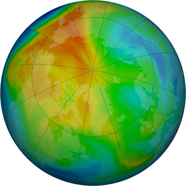 Arctic ozone map for 02 December 1987